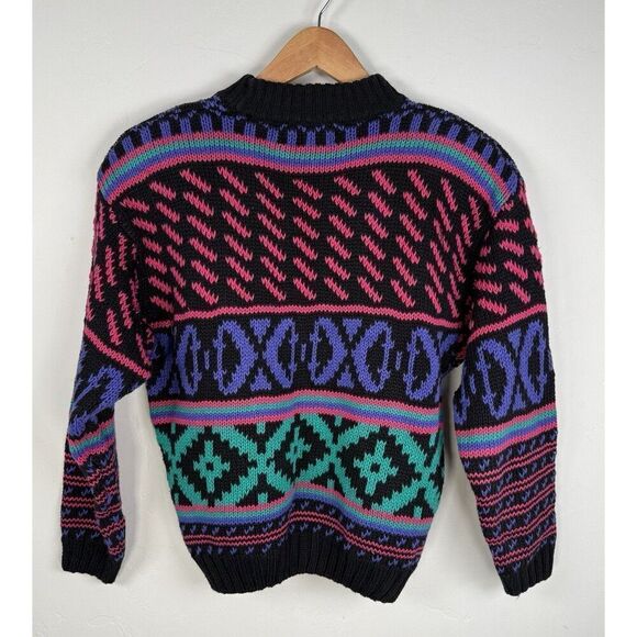 Vintage Paris Sport Club Pullover Sweater Women’s S Grandpa 80’s Cosby Geometric - Picture 2 of 9